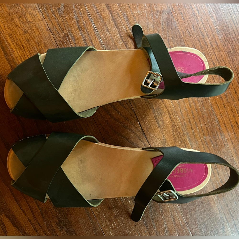 Swedish Hasbeens Mirja Dark Green Sandals